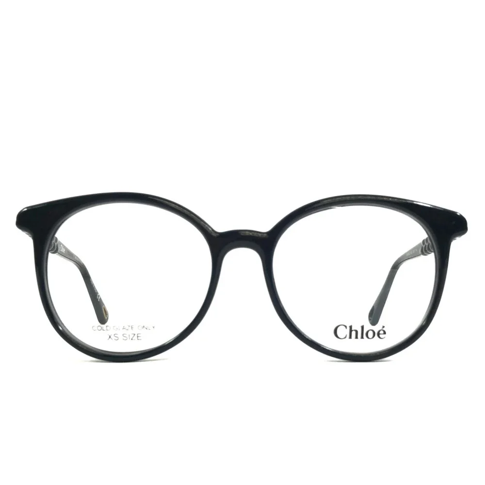 Chloe Petite Eyeglasses Frames CH0006O 002 Shiny Polished Navy Blue 50-17-140